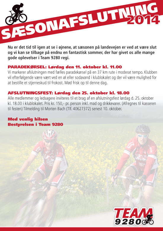 Indbydelse Sæsonafslutning 2014